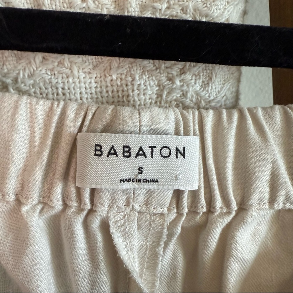 Babaton from Aritzia Beige Linen Blend Elastic Waistband Pants - Picture 3 of 5